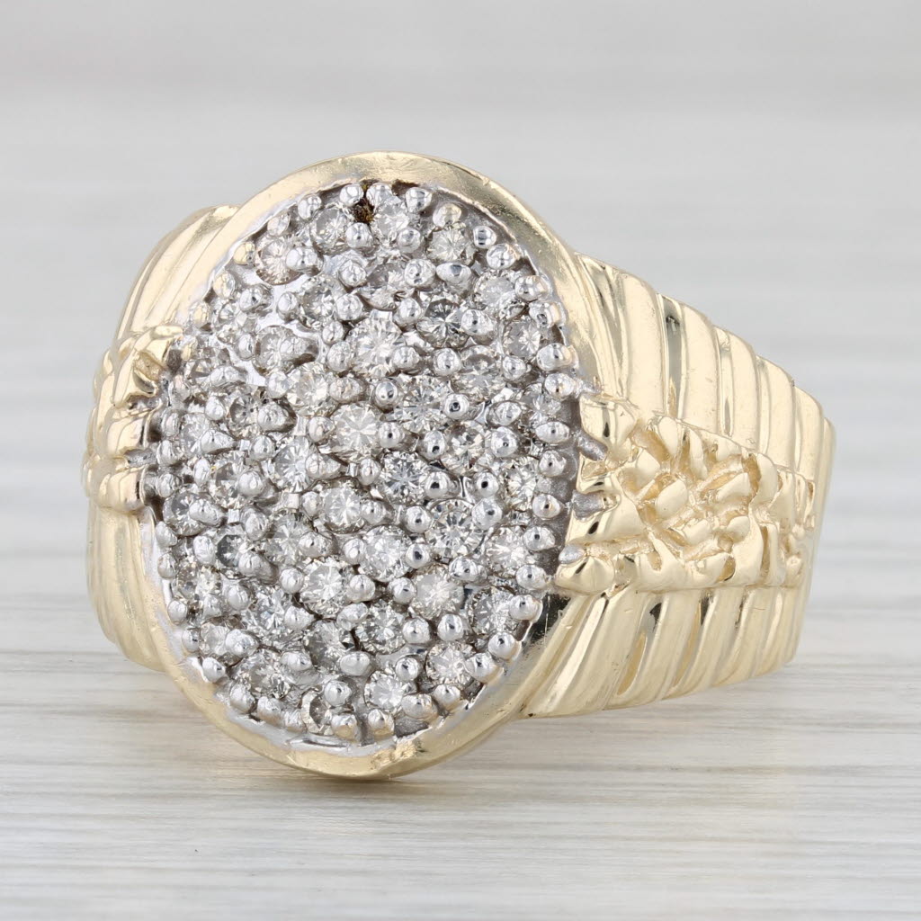 Light Gray 0.80ctw Pave Diamond Cluster Ring 10k Yellow Gold Size 10