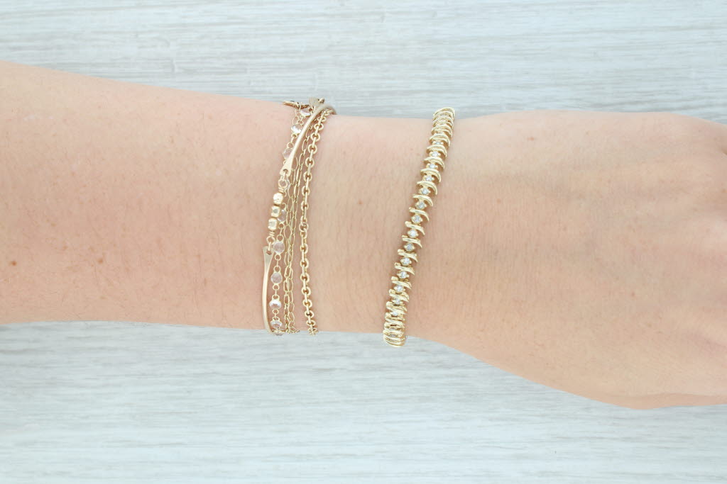 Light Gray 0.76ctw Diamond Tennis Bracelet 14k Yellow Gold 7" 5.6mm
