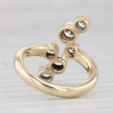 Light Gray 0.93ctw Diamond Bubbles Bypass Ring 14k Yellow Gold Size 5 Cocktail