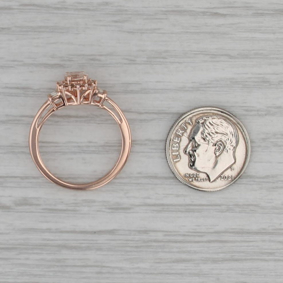 0.94ctw Morganite Diamond Halo Ring 10k Rose Gold Size 7 Engagement
