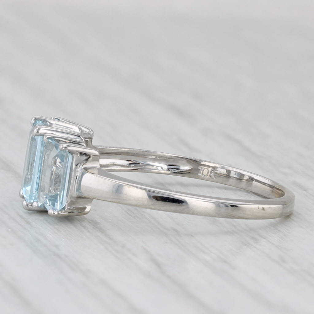 Light Gray 1.70ctw 3-Stone Aquamarine Ring 10k White Gold Size 8.25