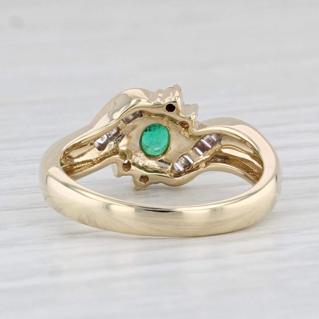 Light Gray Oval Emerald Diamond Halo Ring 14k Yellow Gold Size 6.5 Bypass