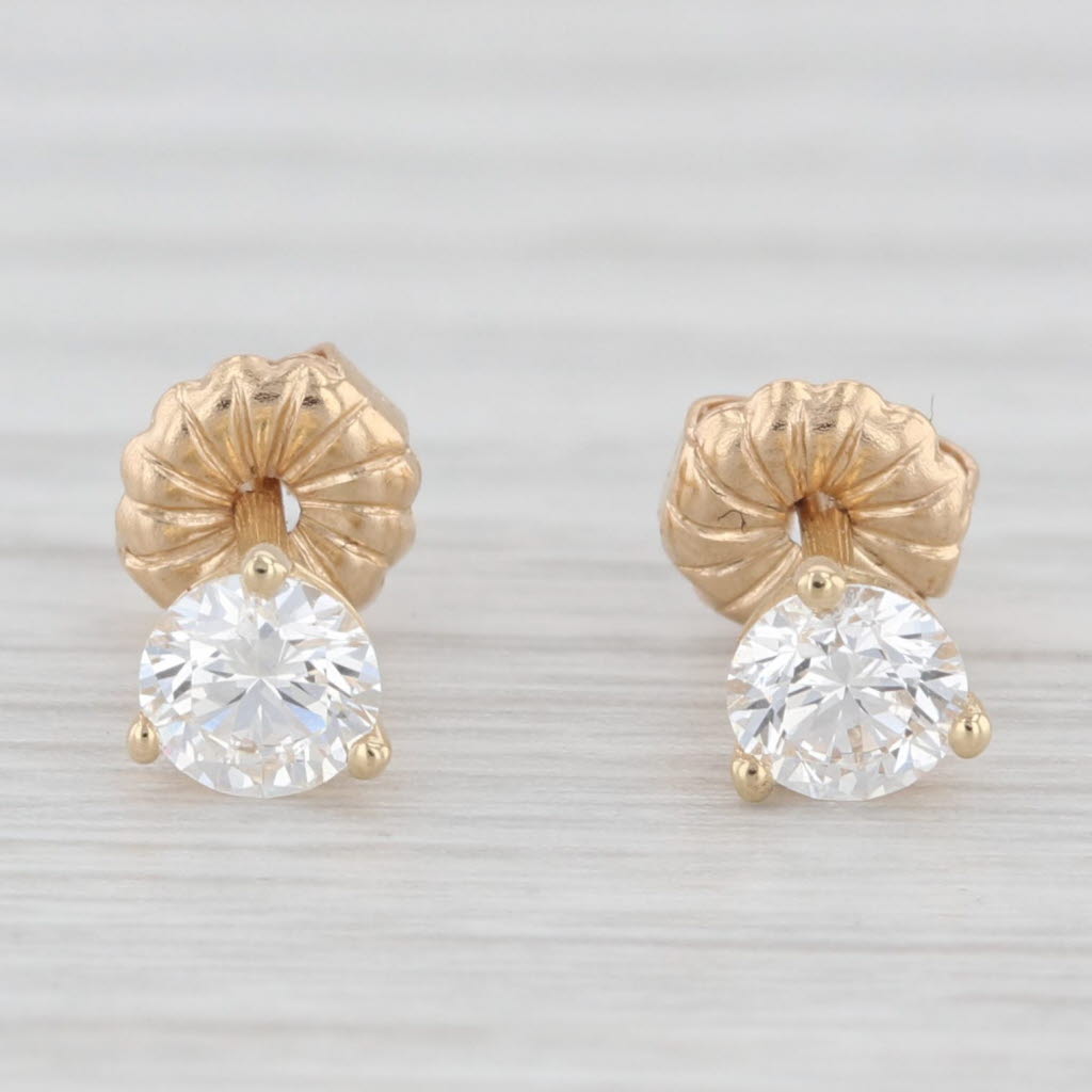 Light Gray New 0.50ctw VS Lab Created Diamond Stud Earrings 14k Gold Round Solitaire Studs