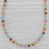 Multicolor Glass Bead Necklace 14k Yellow Gold 15.75" 4mm