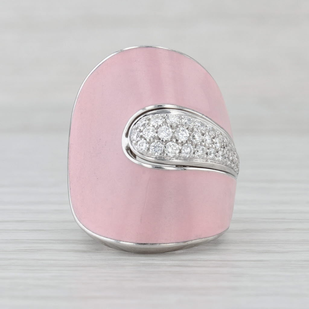 Roberto Coin 0.45ctw Diamond Pink Enamel Cocktail Ring 18k White Gold