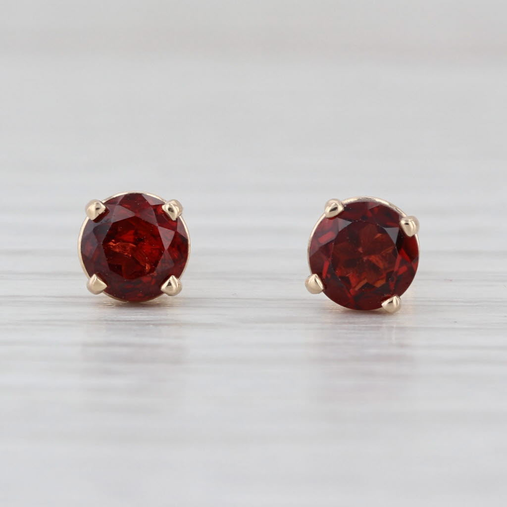 1.24ctw Garnet Stud Earrings 14k Yellow Gold Round Solitaire Studs