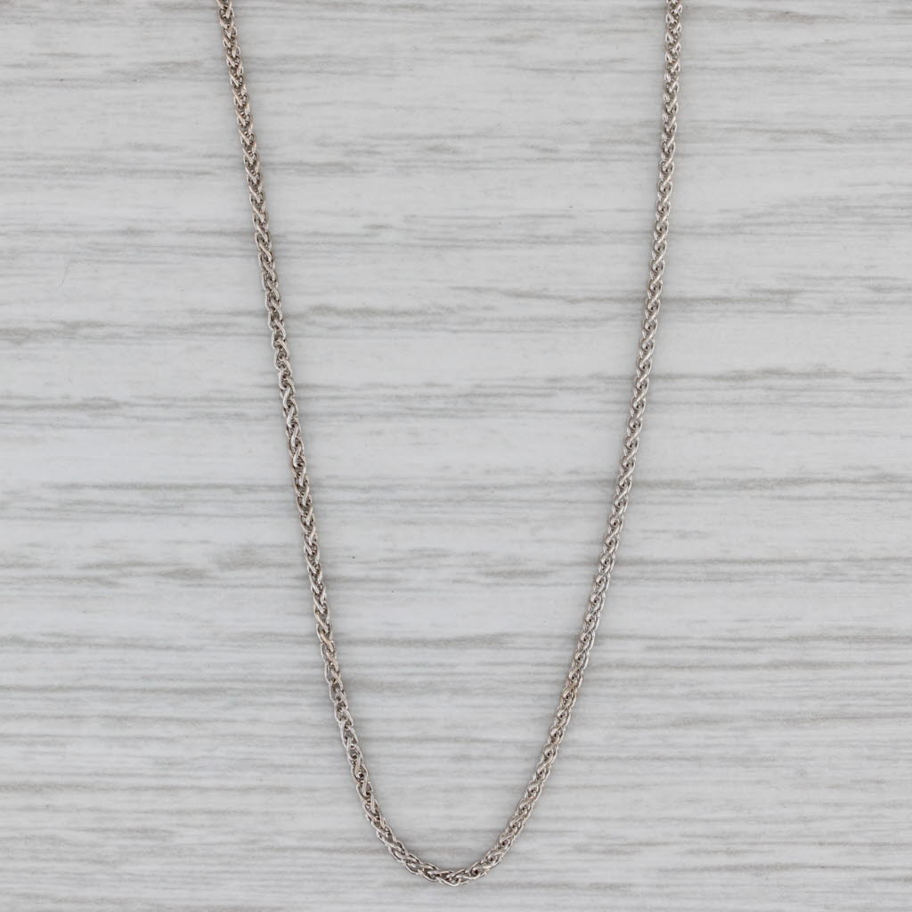 Gray Wheat Chain Necklace 14k White Gold 20.25" 1.2mm