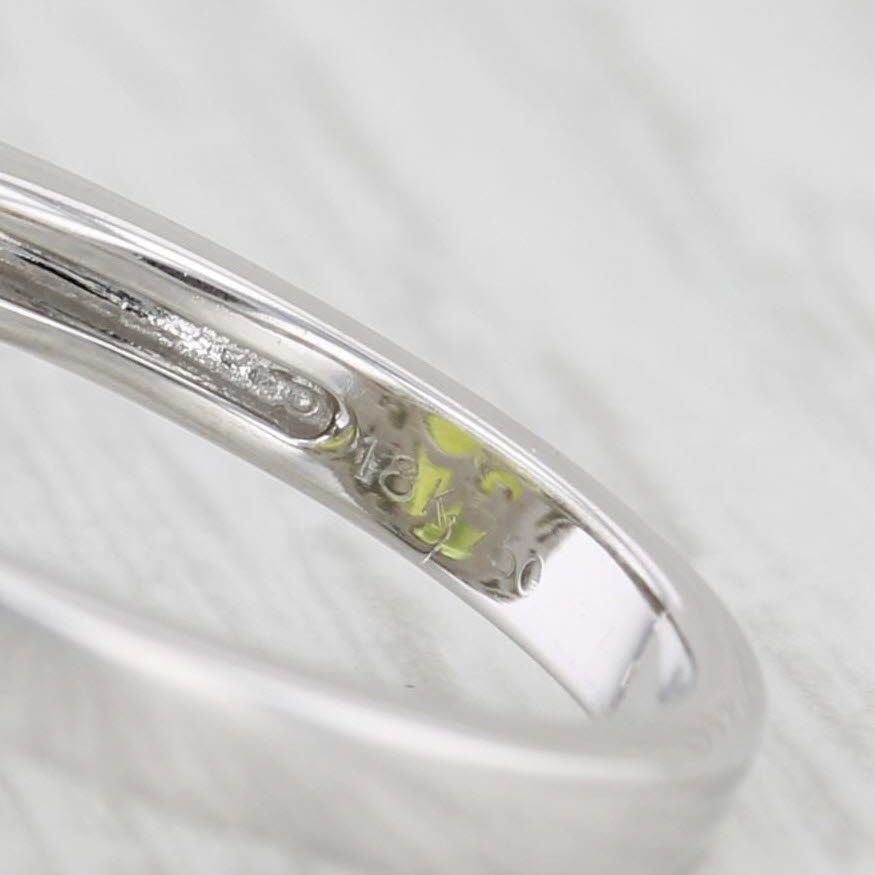 Light Gray 12.10ctw Peridot Diamond Halo Ring 18k White Gold Size 7 M Christoff