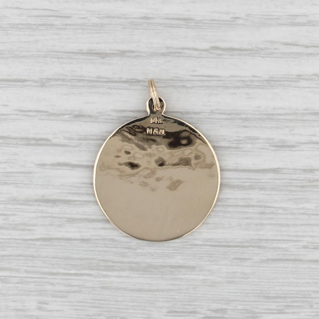 Good Luck Shamrock Pendant Charm 14k Yellow Gold Engravable