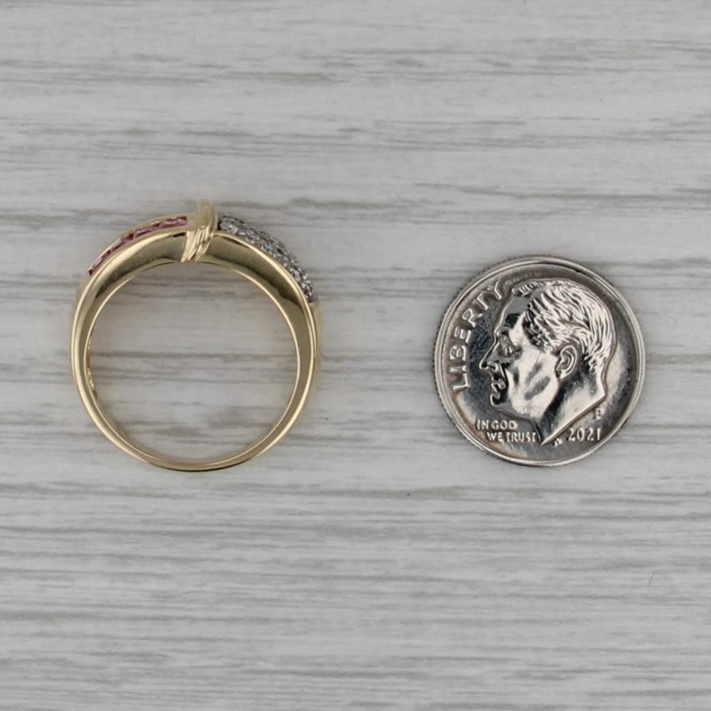 0.95ctw White Diamond Pink Sapphire 14k Yellow Gold Size 7