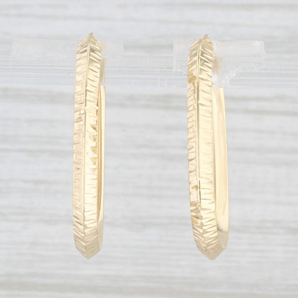 New Oval Hoop Earrings 14k Yellow Gold Snap Top Pierced Hoops