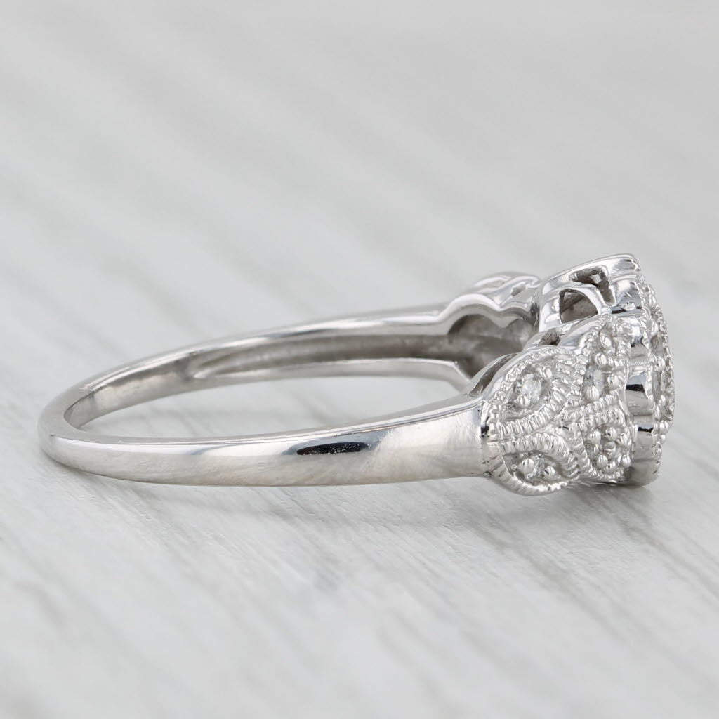 Light Gray 0.25ctw Diamond Flower Ring Vintage Engagement 10k White Gold Size 7