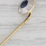 Gray Antique 0.35ct Lab Created Blue Sapphire Stickpin 14k Gold Platinum