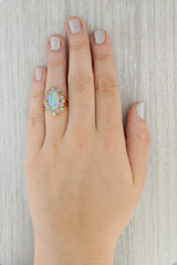 Tan Karin Tremonti Opal Sapphire Halo Ring 18k Yellow Gold Size 7 Cocktail