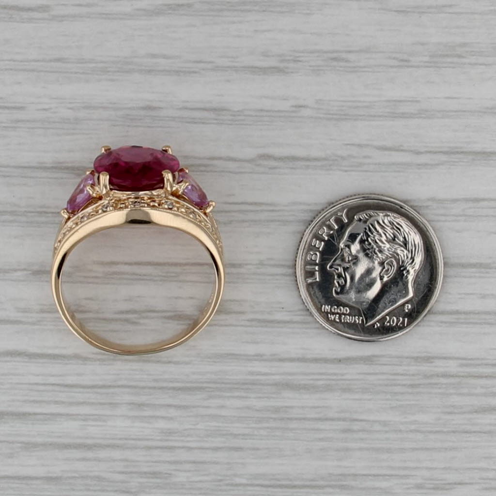 5.07ctw Pink Sapphire Rubellite Tourmaline Diamond Ring 14k Yellow Gold Size 8