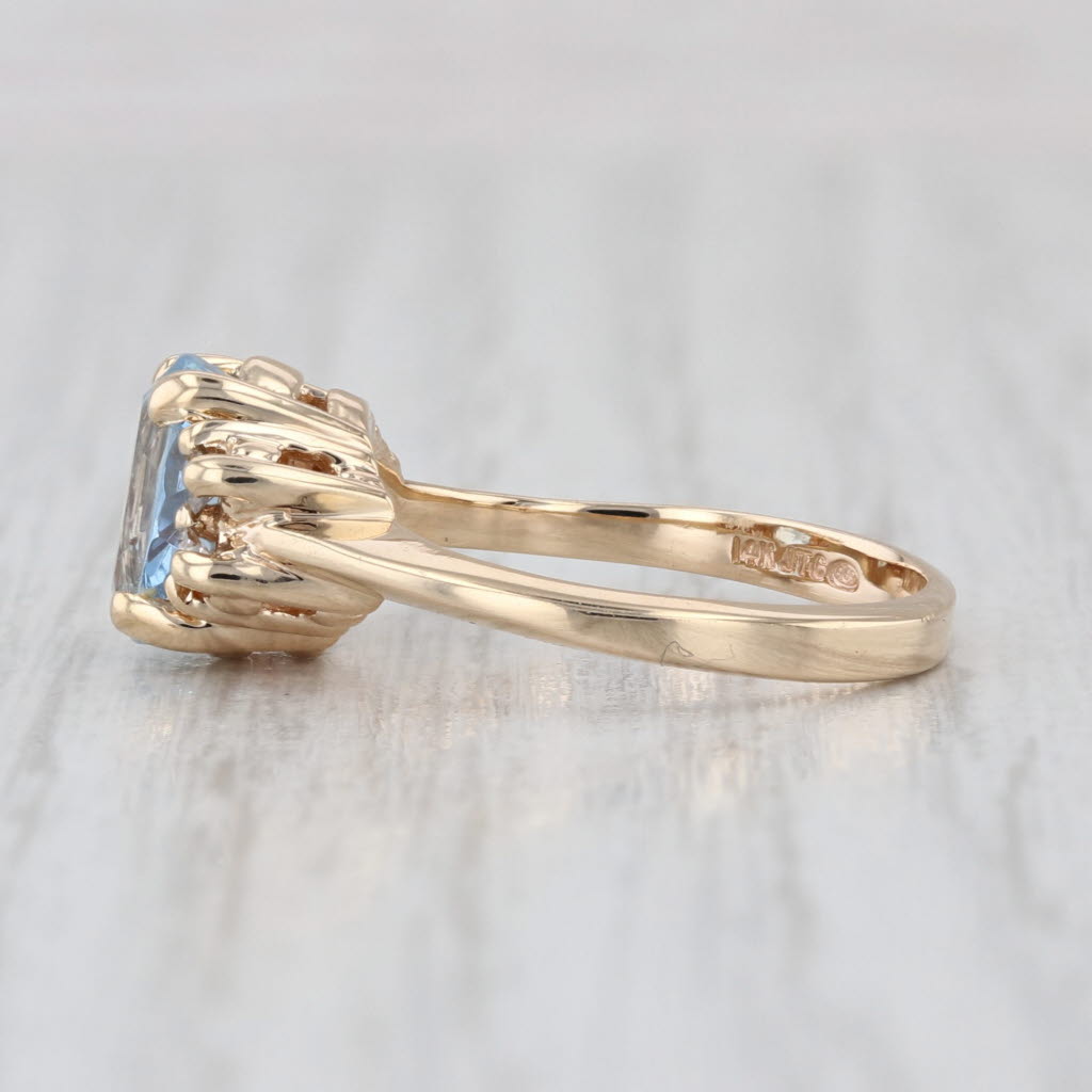 1.16ctw Oval Aquamarine Diamond Ring 14k Yellow Gold Size 4.75