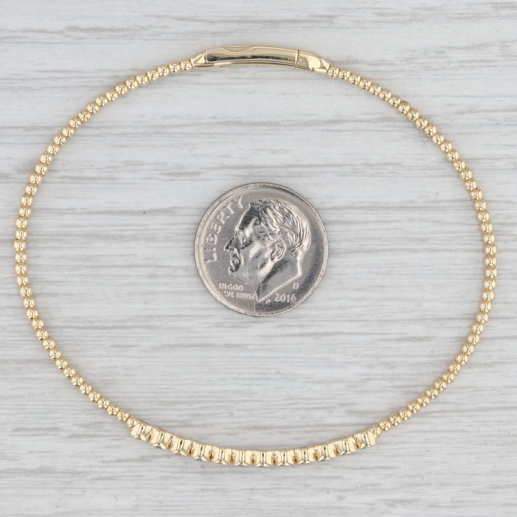 Light Gray New 0.38ctw Diamond Bead Flexible Bangle Tennis Bracelet 14k Yellow Gold 6.75"