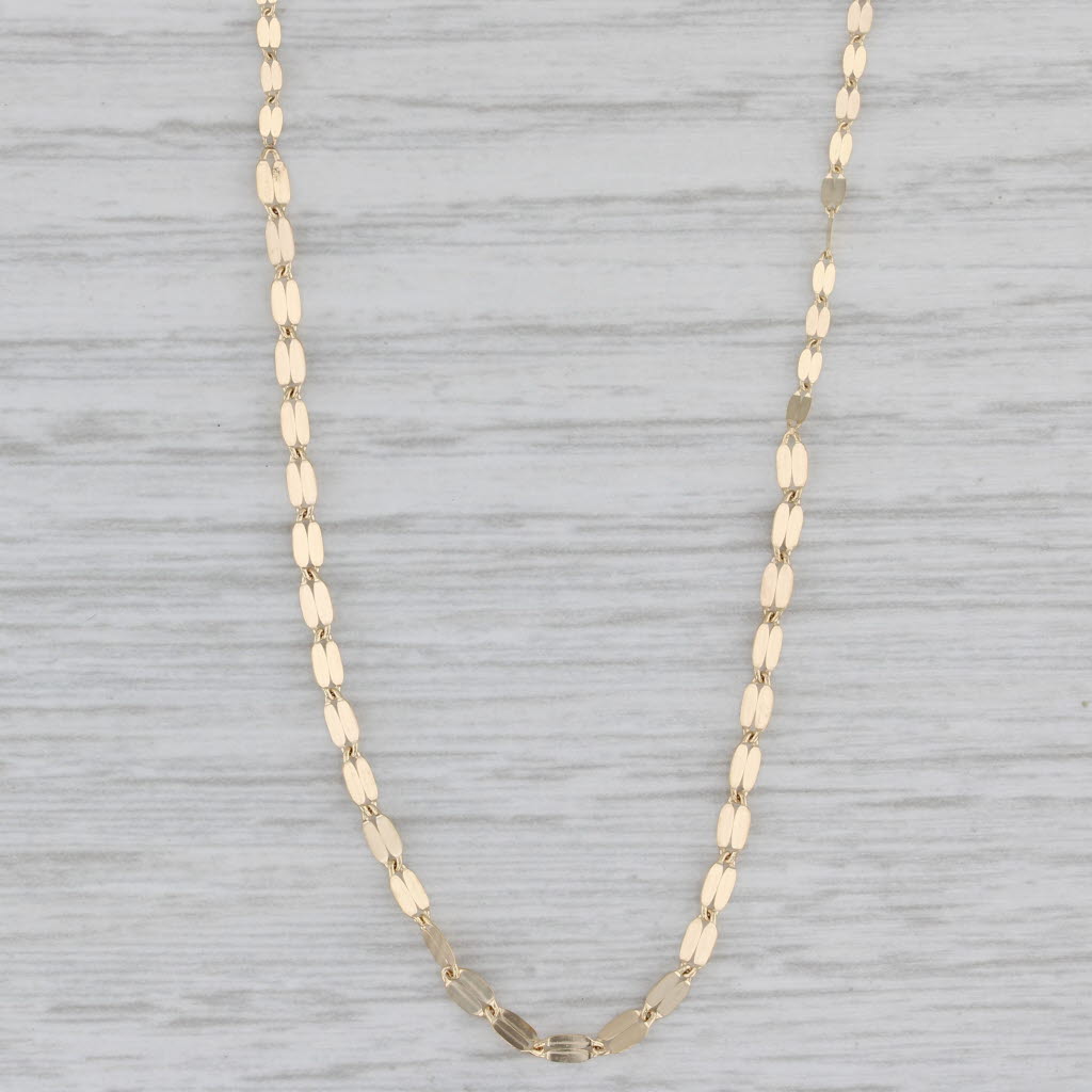 Gray New Marquise Link Chain Necklace 14k Yellow Gold 18" 1.7mm