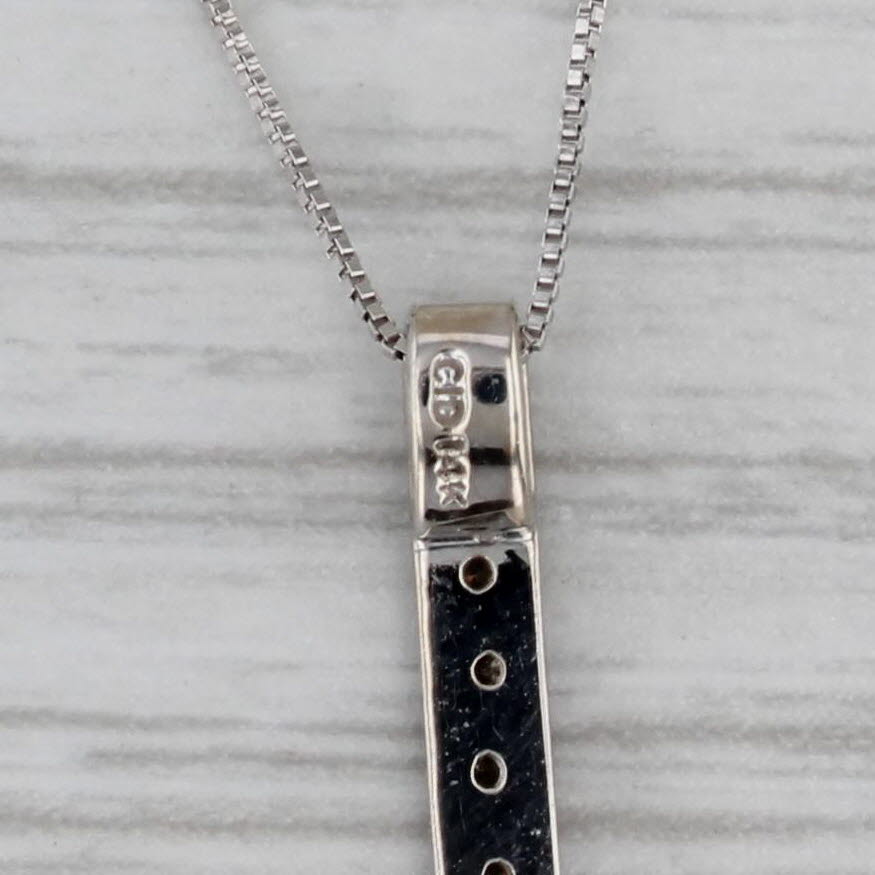 Gray 0.20ctw Diamond Journey Pendant Necklace 14k White Gold Box Chain Necklace