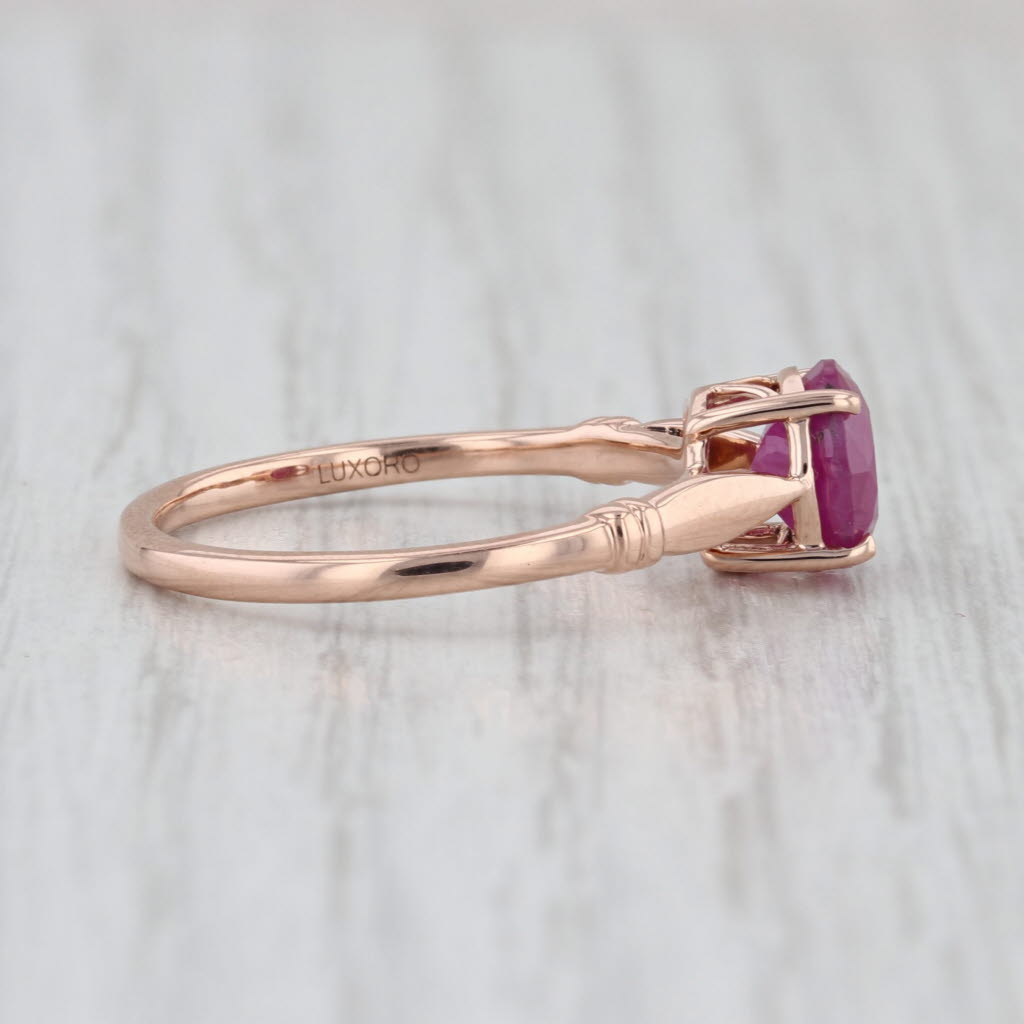Luxoro 1.50ct Ruby Round Brilliant Solitaire Ring 14k Rose Gold Size 8