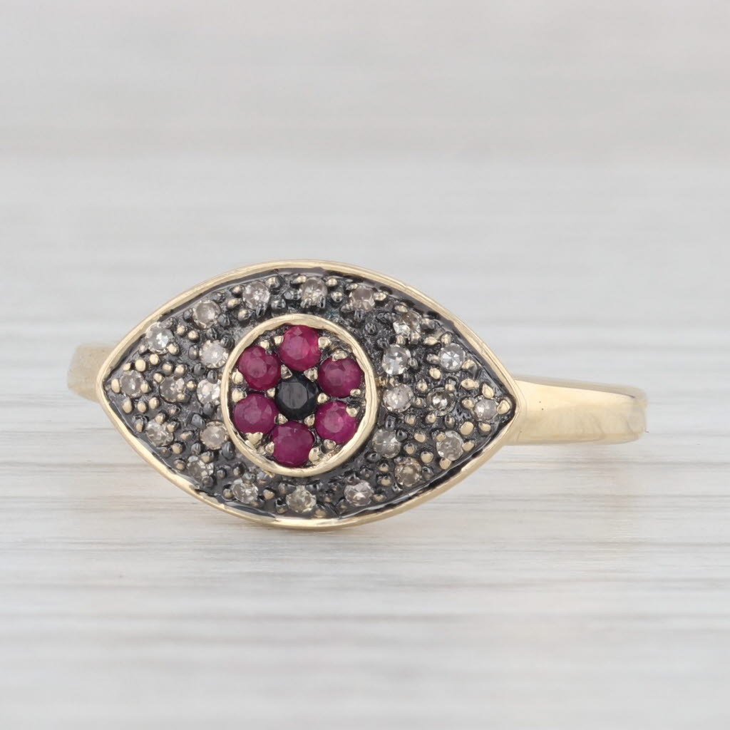 Light Gray 0.19ctw Ruby Cubic Zirconia Ring 10k Yellow Gold Size 9.25