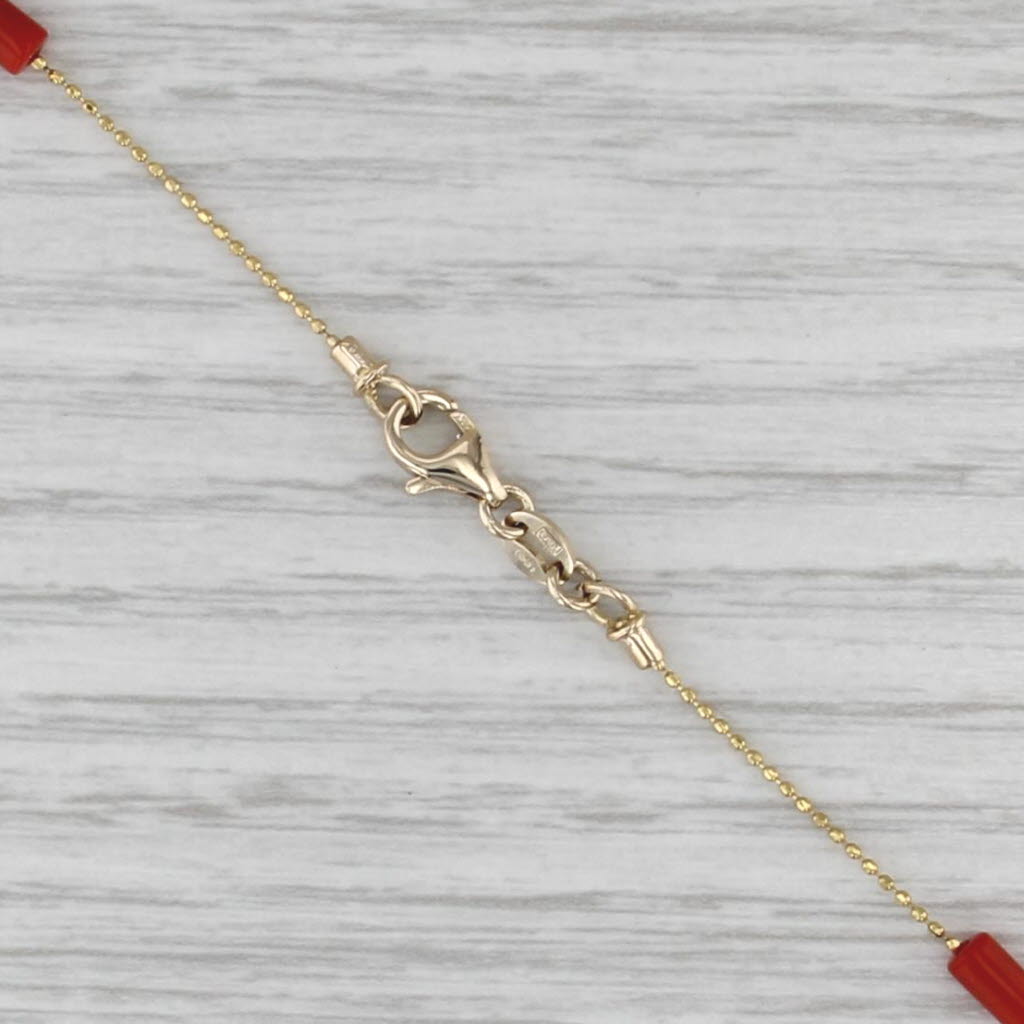 Noble Coral Bead Necklace 14k Yellow Gold 17"