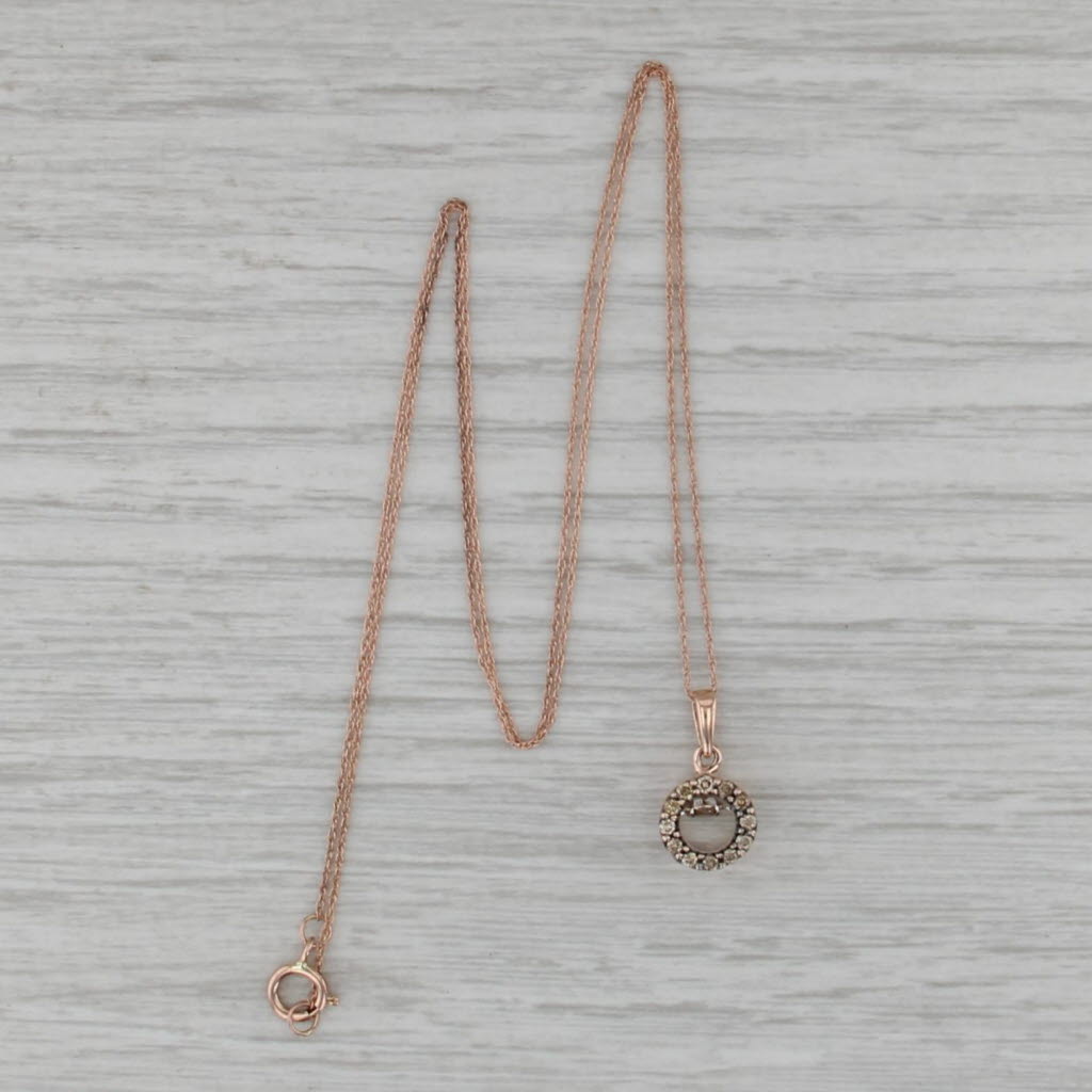 Floating Diamond Halo Pendant Necklace 10k Rose Gold 19.5" Rope Chain