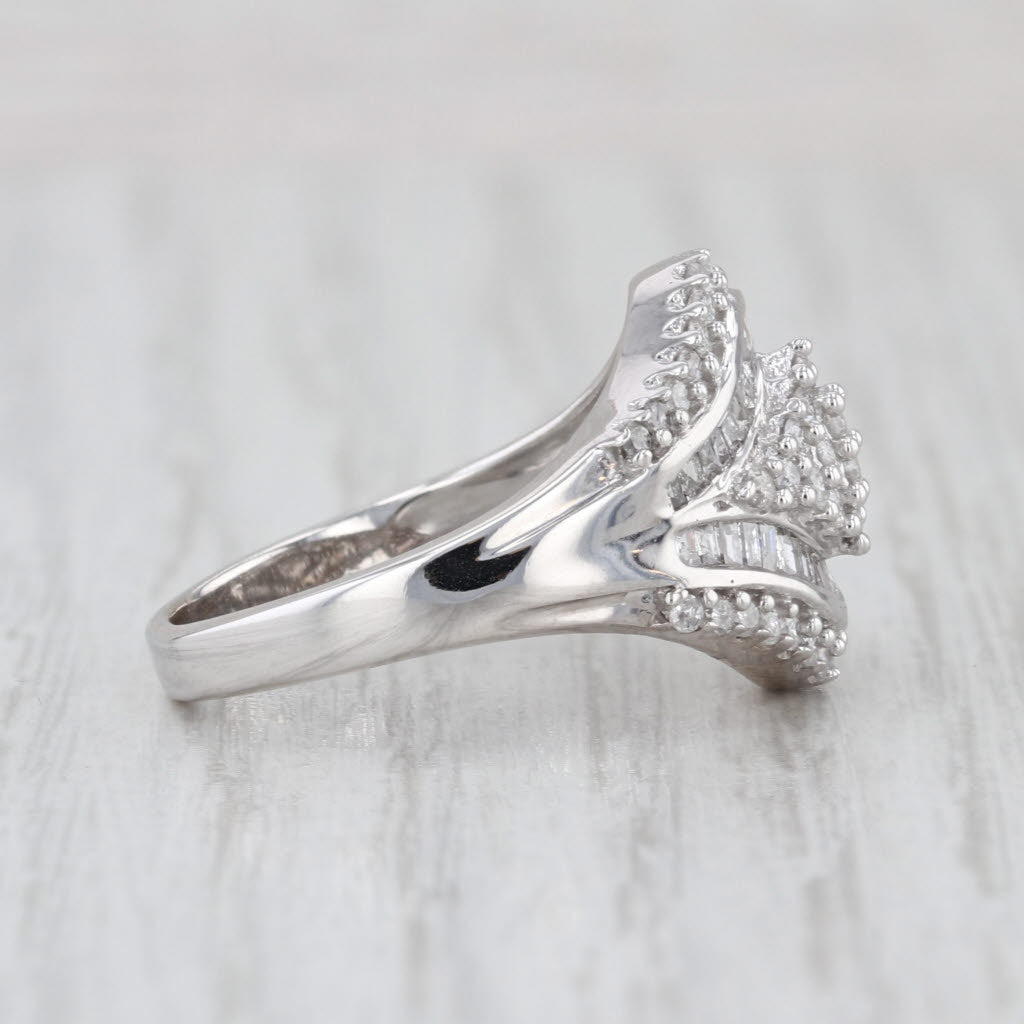 0.75ctw Diamond Custer Ring 10k White Gold Size 7