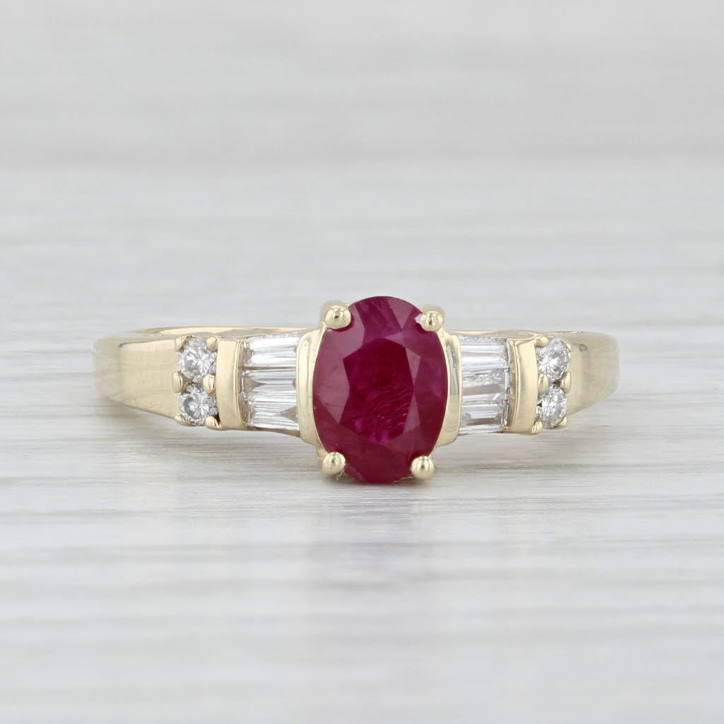 Light Gray 1.25ctw Oval Ruby Diamond Ring 10k Yellow Gold Size 6.25