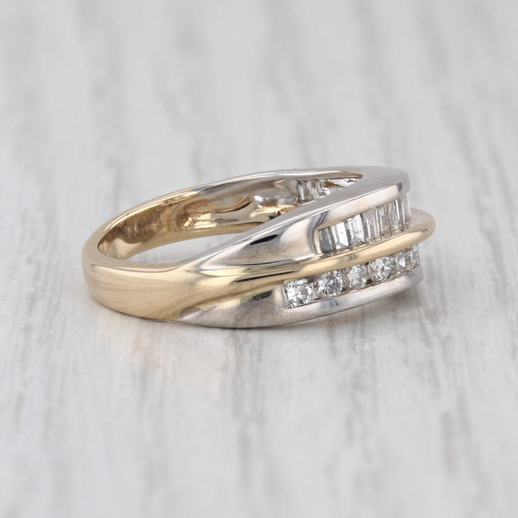 0.70ctw Diamond Ring 14k Gold 2-Toned Wedding Anniversary 2-Band Design