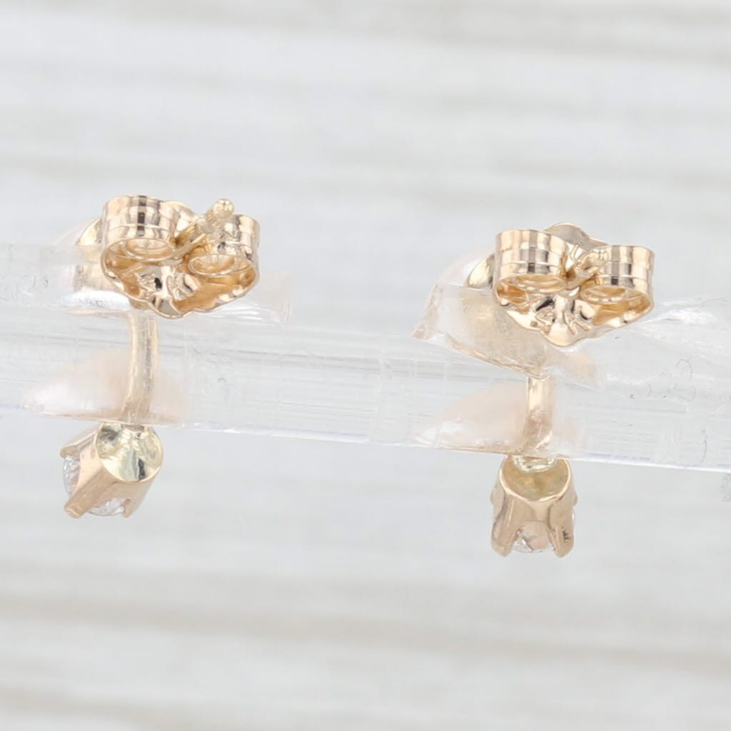 Light Gray Cultured Pearl 0.18ctw Diamond Stud Earrings 14k Yellow Gold