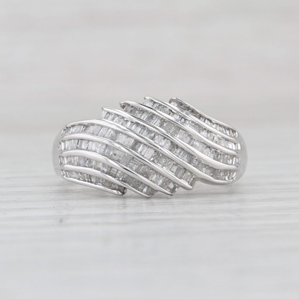 0.70ctw Diamond Layered Bypass Ring 10k White Gold Size 8