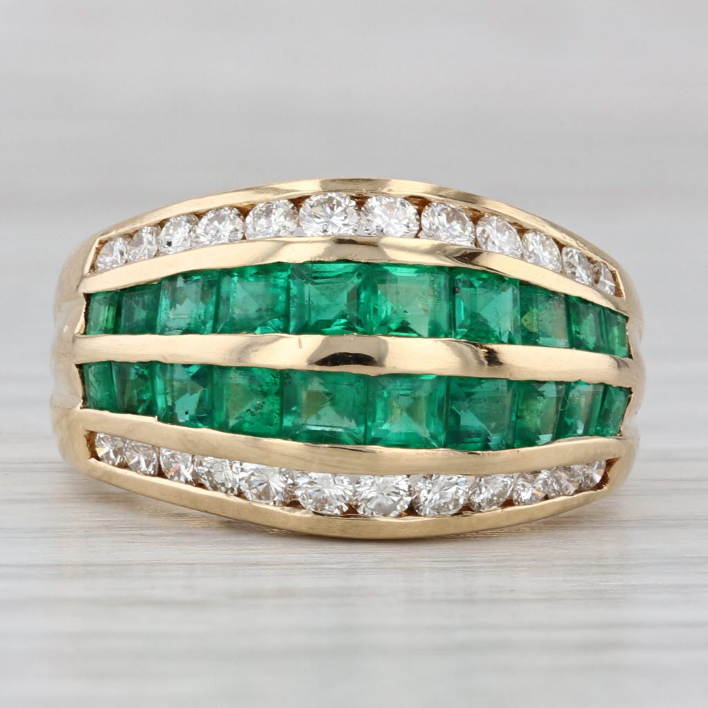 2.44ctw Emerald Diamond Ring 18k Yellow Gold Size 6.5