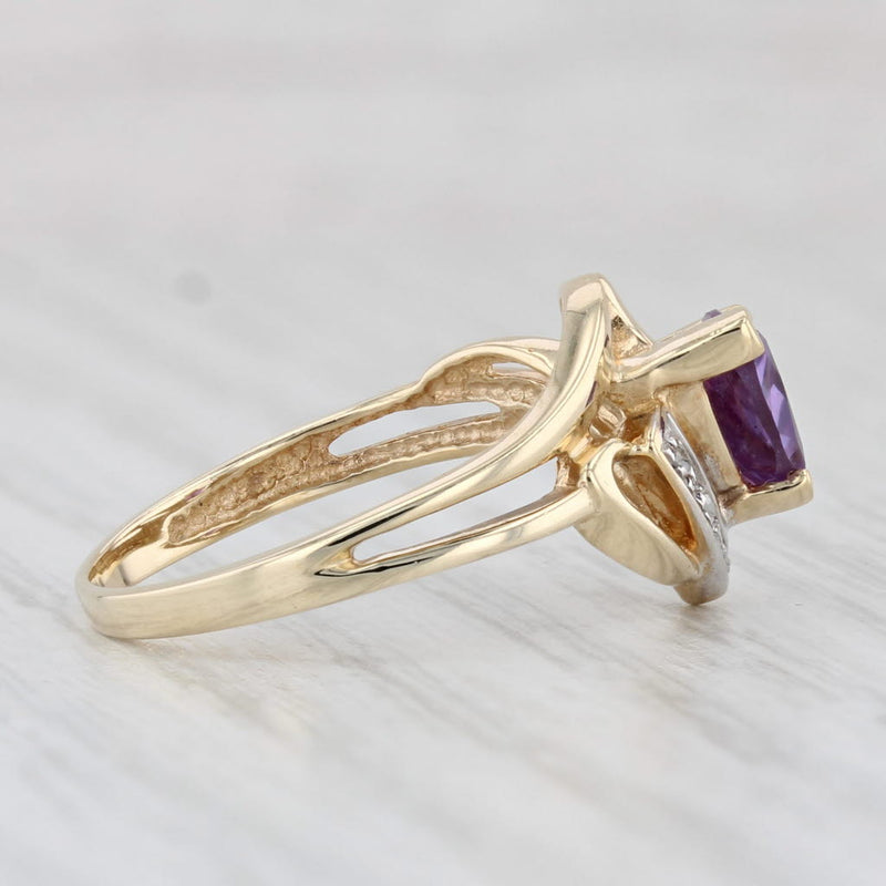 Light Gray 0.85ct Lab Created Purple Sapphire Diamond Ring 10k Yellow Gold Size 7 Bypass