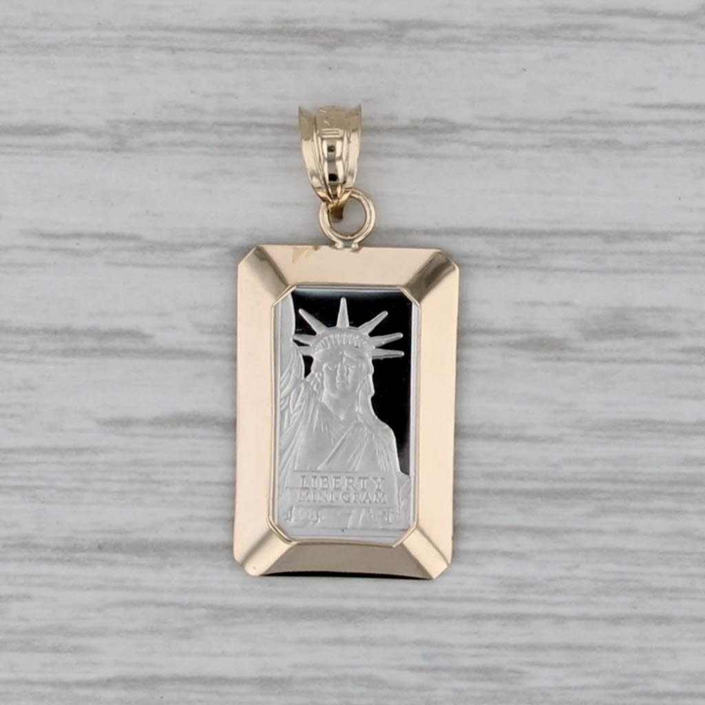 1985 Liberty Mini Gram Pendant 14k Gold 999.5 Platinum Credit Suisse 1g