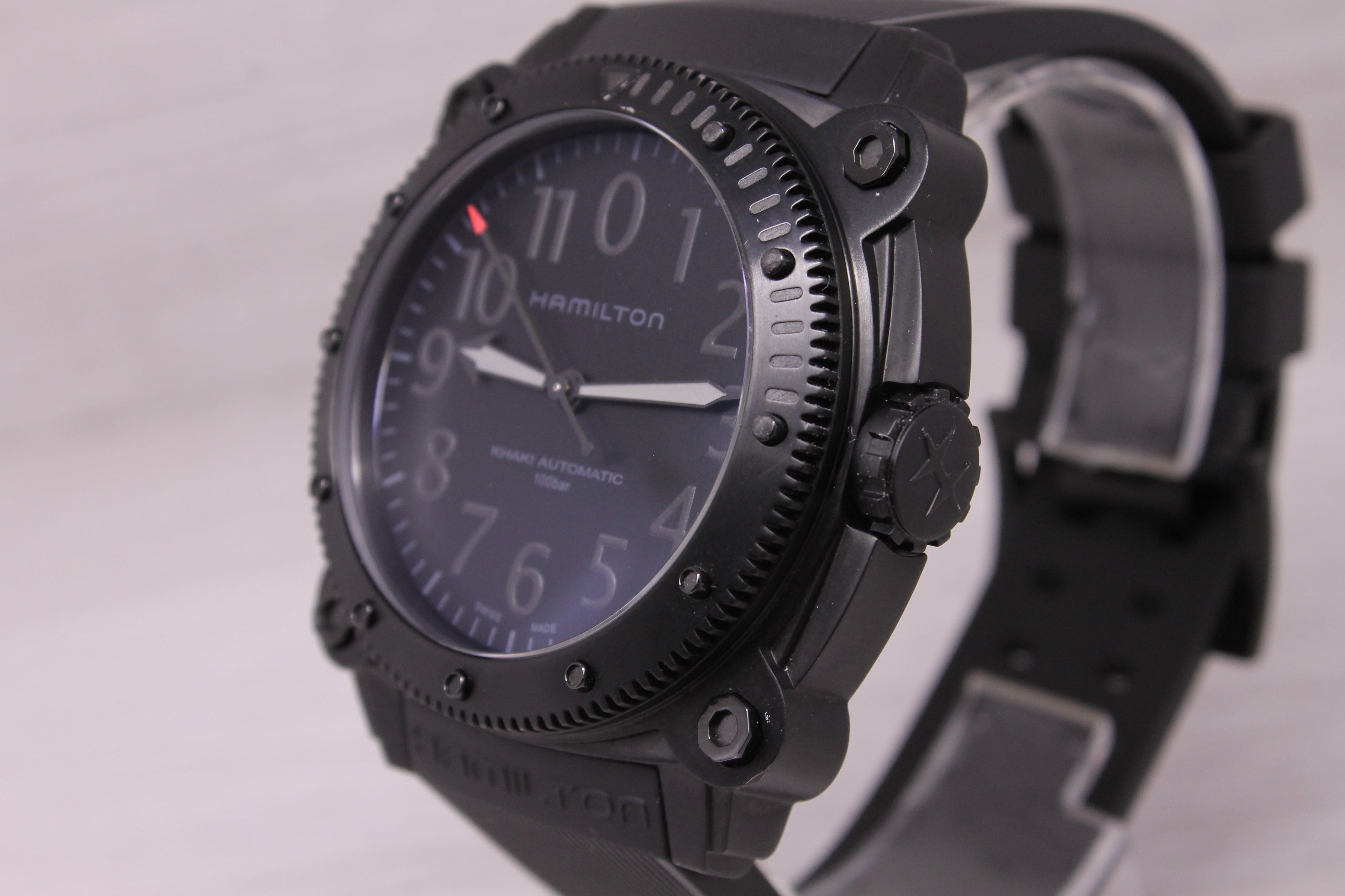 Hamilton Below Zero Khaki Mens Black Titanium Automatic Watch w Ice Box H785050