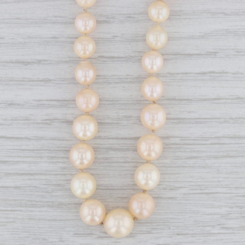 Gray Vintage Cultured Pearl Tapering Bead Strand Necklace Platinum Diamond 15.75"