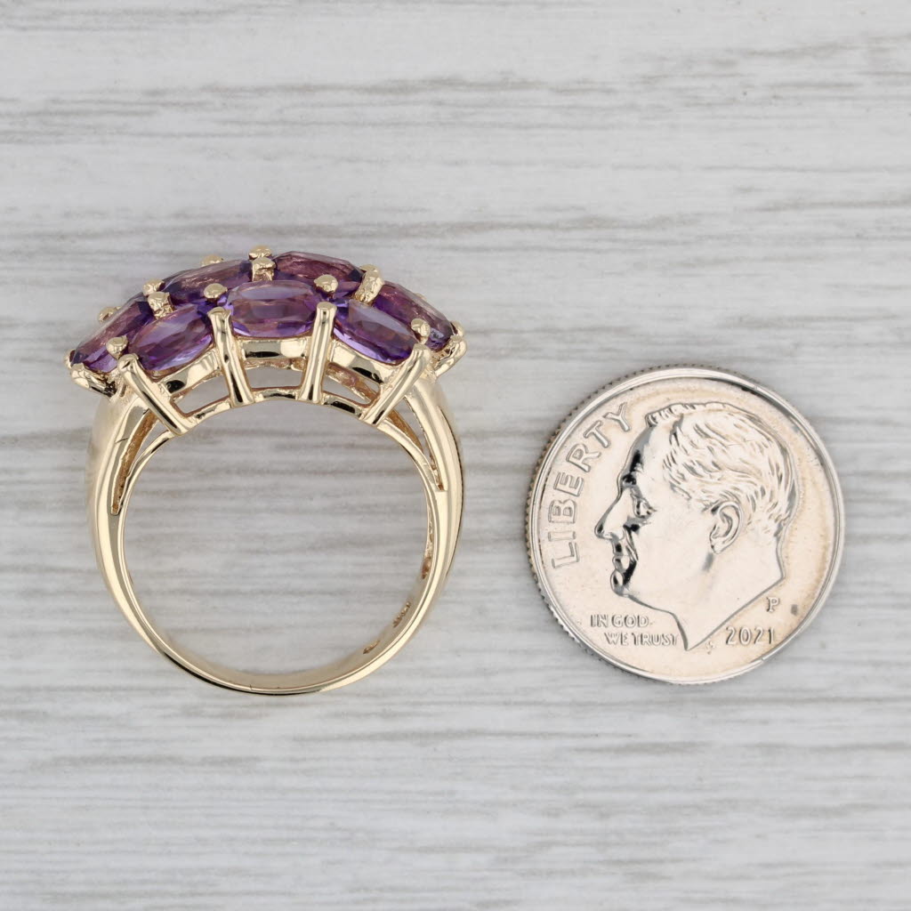 Gray 4.20ctw Amethyst Cluster Ring 14k Yellow Gold Size 6.25 Cocktail