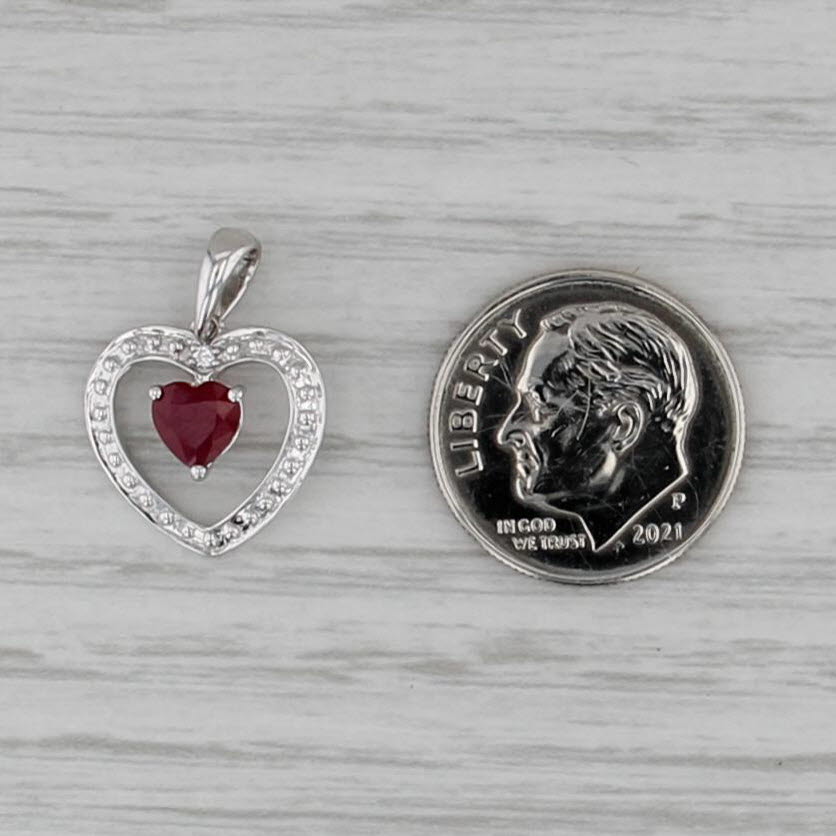 0.48ct Ruby Open Heart Pendant 14k White Gold Charm