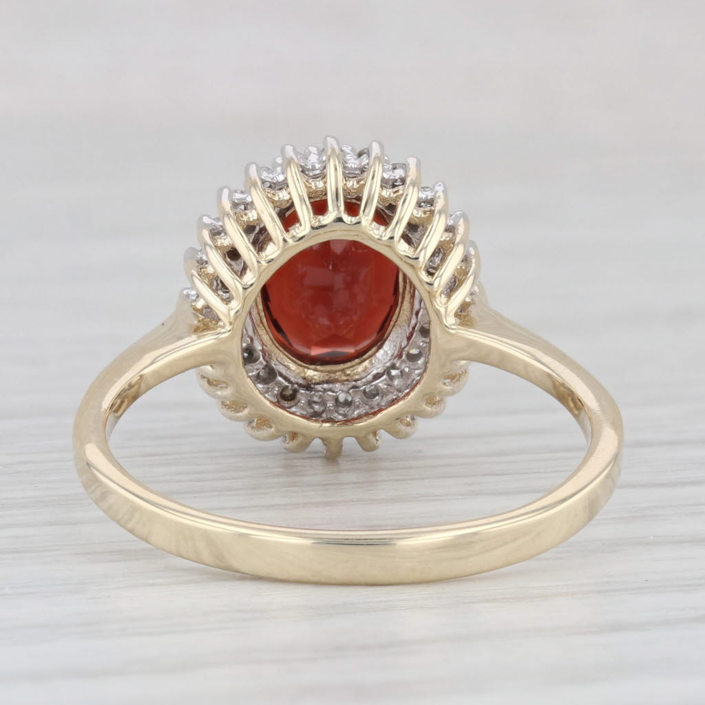 Light Gray 2.10ctw Oval Garnet Diamond Halo Ring 10k Yellow Gold Size 9.25