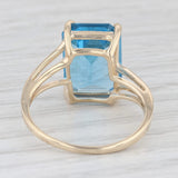 9.10ct Emerald Cut Blue Topaz Solitaire Ring 10k Yellow Gold Size 9