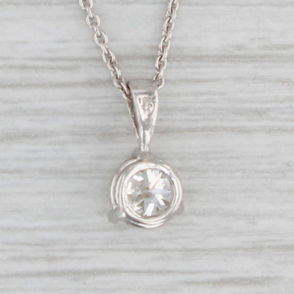 Gray 0.70ct Diamond Solitaire Pendant Necklace 18k White Gold 18" Cable Chain GIA VS2