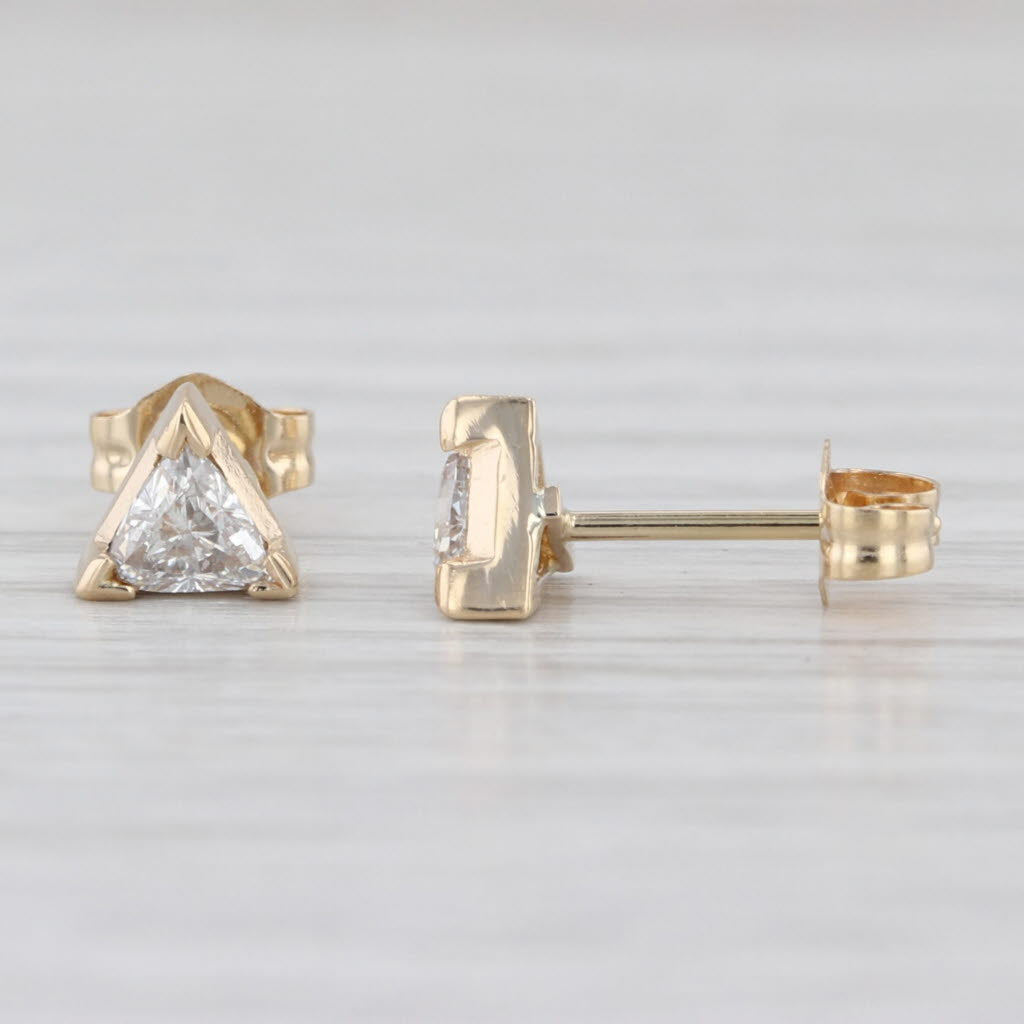 0.48ctw Trillion Diamond Solitaire Stud Earrings 14k Yellow Gold Studs
