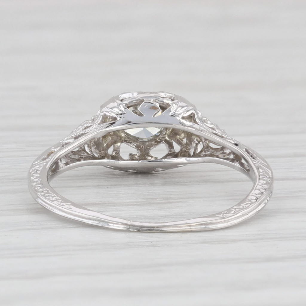 Light Gray 0.30ct Round Diamond Solitaire Engagement Ring 18k White Gold Filigree Size 4.75