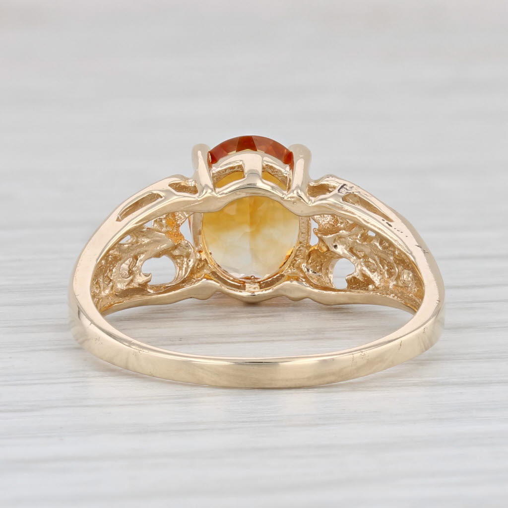 Light Gray 1.70ct Orange Citrine Ring 10k Yellow Gold Size 8 Oval Solitaire