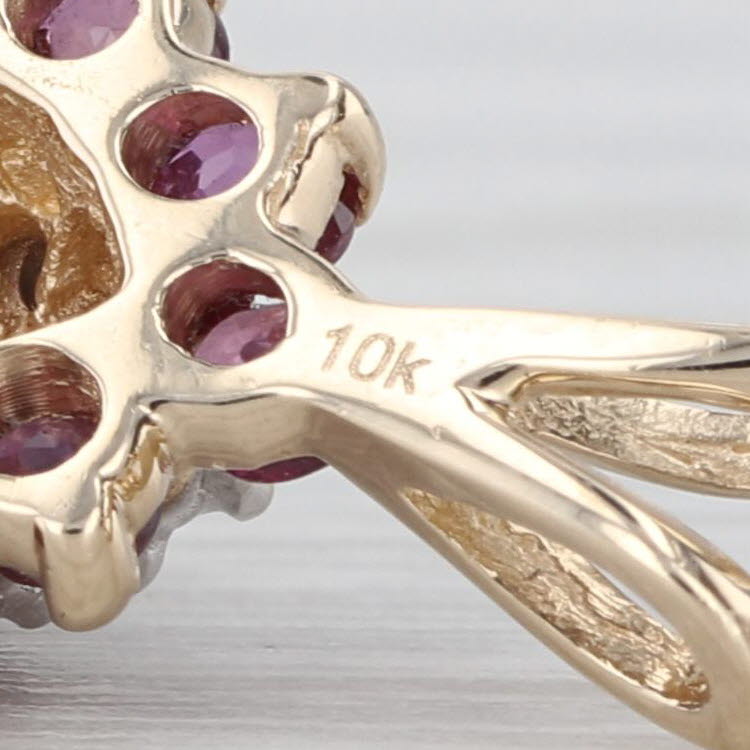 0.98ctw Ruby Diamond Halo Pendant 10k Yellow White Gold Small Drop