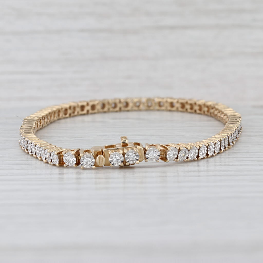 1.70ctw Diamond Tennis Bracelet 14k Yellow Gold 9" 3.8mm