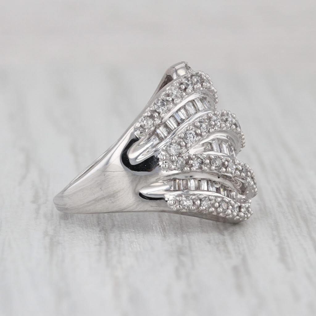 1ctw Diamond Overlay Cocktail Ring 10k White Gold Size 5
