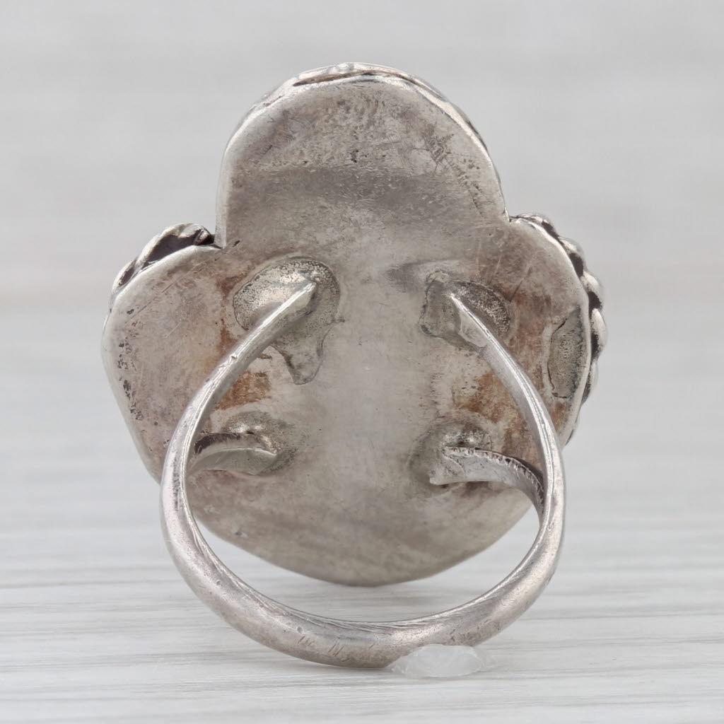 Vintage Native American Turquoise Ring Sterling Silver Statement Size 5.25