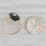 Vintage Oval Onyx Diamond Signet Ring 10k Yellow Gold Size 6.5